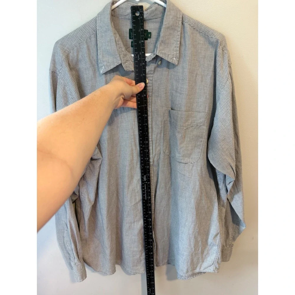 J. Crew Mens XL Grey Houndstooth Cotton Button Down Long Sleeve Shirt 1694